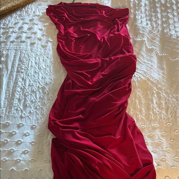 Norma Kamali Red Ruched Dress - Picture 3 of 3